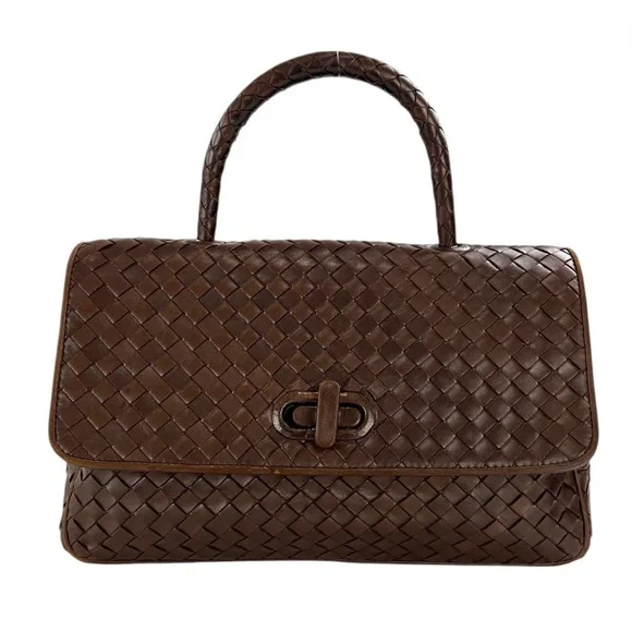Auth. Bottega Veneta Vintage Intrecciato Leather Handbag - Picture 1 of 8